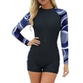 thumbnail image 2 of nerohusy One Piece Long Sleeve Swimsuit Women Rash Guard Boyleg Full Zipper Sun Protection Summer Beach Vacation Swimwear,Multicolor,XL, 2 of 8