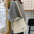 thumbnail image 3 of Mini Letter Patch Corduroy Tote Bag, Satchel Square Casual Shoulder Bag Retro Style Crossbody Bag With Double Handle, 3 of 4