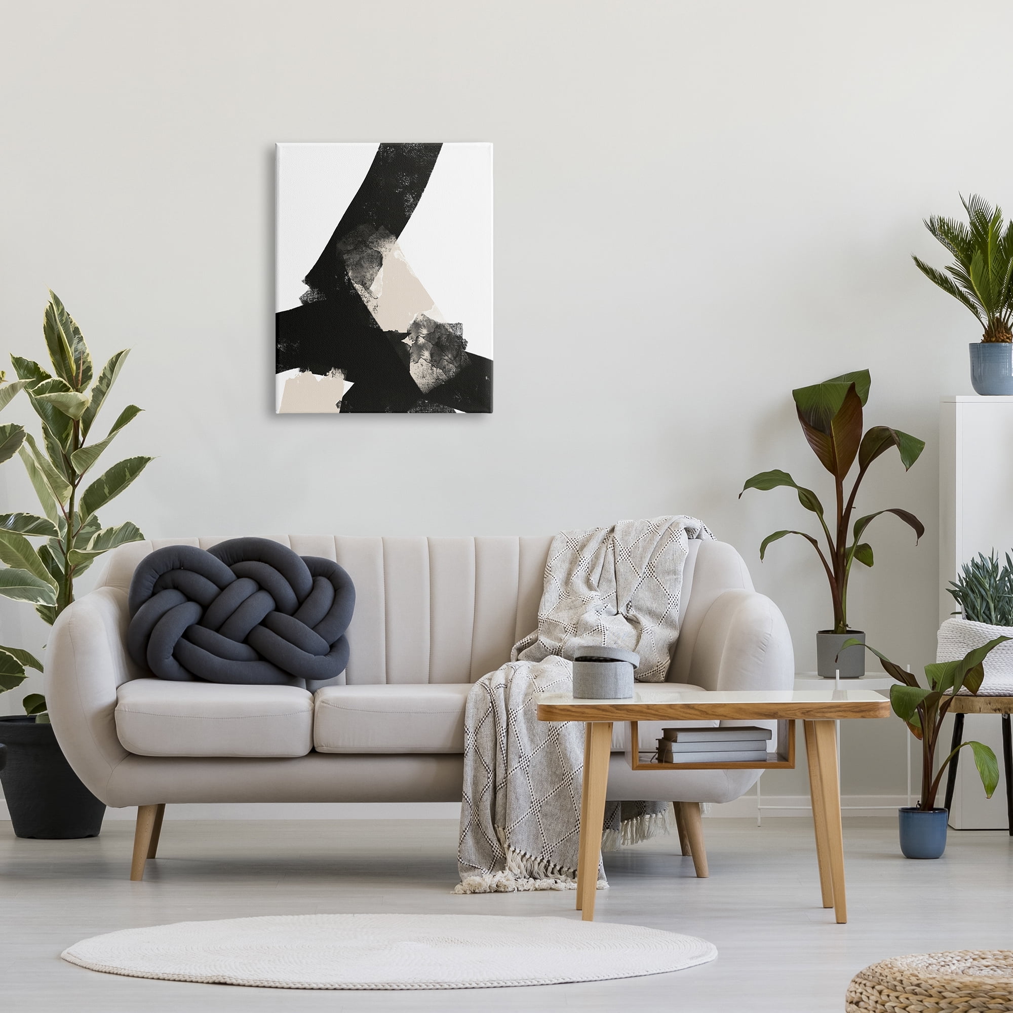 Stupell Industries Bold Black Shapes Curved Stripe Abstract Painting Graphic Art Gallery Wrapped Canvas Print Wall Art, Design by Brandon Wong