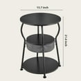 thumbnail image 3 of Table d'Appoint Ronde avec Sac de Rangement, Table d'Appoint à 3 Niveaux avec Étagères de Rangement pour Salon, 21.6 Pouces H x 15.7 Pouces W Petite Table d'Angle Vintage pour Petits Espaces Table de Chevet Chambre, 3 of 8
