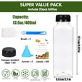 thumbnail image 3 of Wintfarm 20pcs 13.6oz/400ml Empty Plastic Juice Bottles with Caps, Smoothie bottle,Shot bottles with lids,Reusable Water Bottle,Clear Bulk Plastic bottles with Black Tamper for Juicing and Beverages, 3 of 7