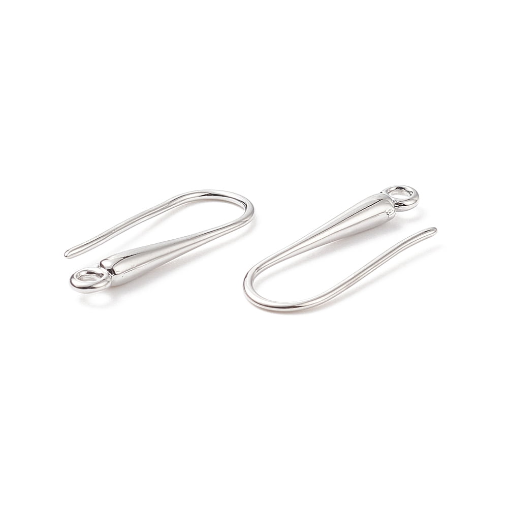 100pc Eco-Friendly Brass Earring Hooks Ear Wire Cadmium Free & Nickel Free & Lead Free Platinum 21x9x2.3~2.8mm Hole: 1.5mm 20 Gauge Pin: 0.8mm