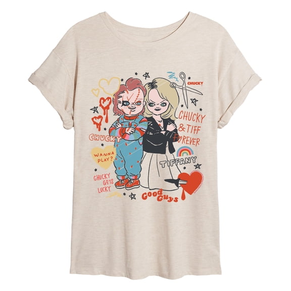 Chucky - Tiffany Sketch - Juniors Oversized Graphic T-Shirt