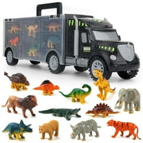 Richgv Dinosaur Truck Toys for Kids, Toddler Toys Dinosaur Truck Carrier Toy with 6 Dinosaurs 6 Wild Animals, Dinosaur Toys for Boys Girls 3 4 5 6 Year