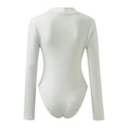 thumbnail image 6 of Women's Turtle Neck Long Sleeve Bodysuit Shapewear Lined Plush Bodysuit Jumpsuit Basic Tops Thong Body Suits White-D L, 6 of 6