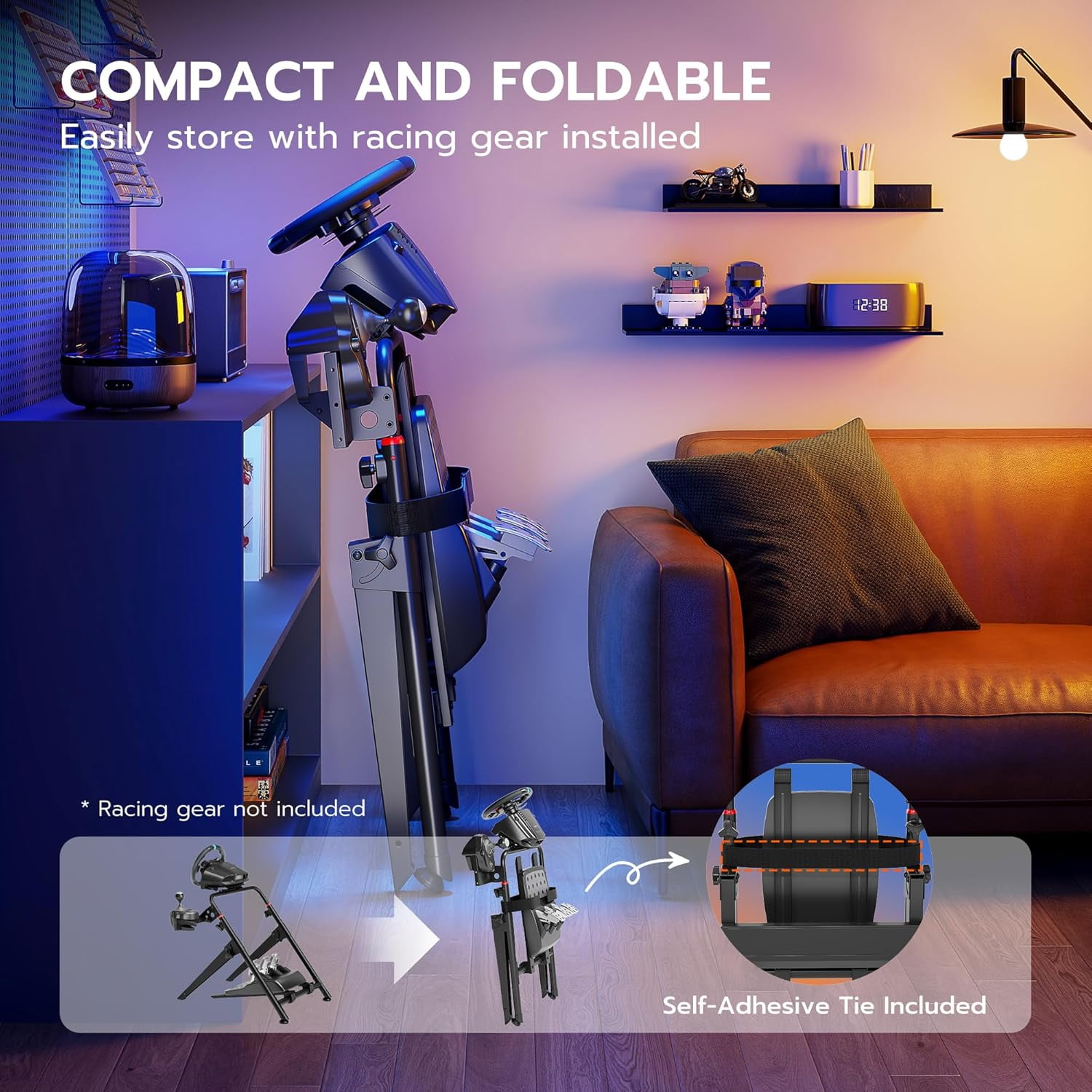 ARES WING Foldable Sim Racing Wheel Stand, Universal Racing Simulator Cockpit for PS5 PS4 Xbox PC, Adjustable Formula & GT Wheel Stand Compatible with Fanatec Thrustmaster Logitech Moza