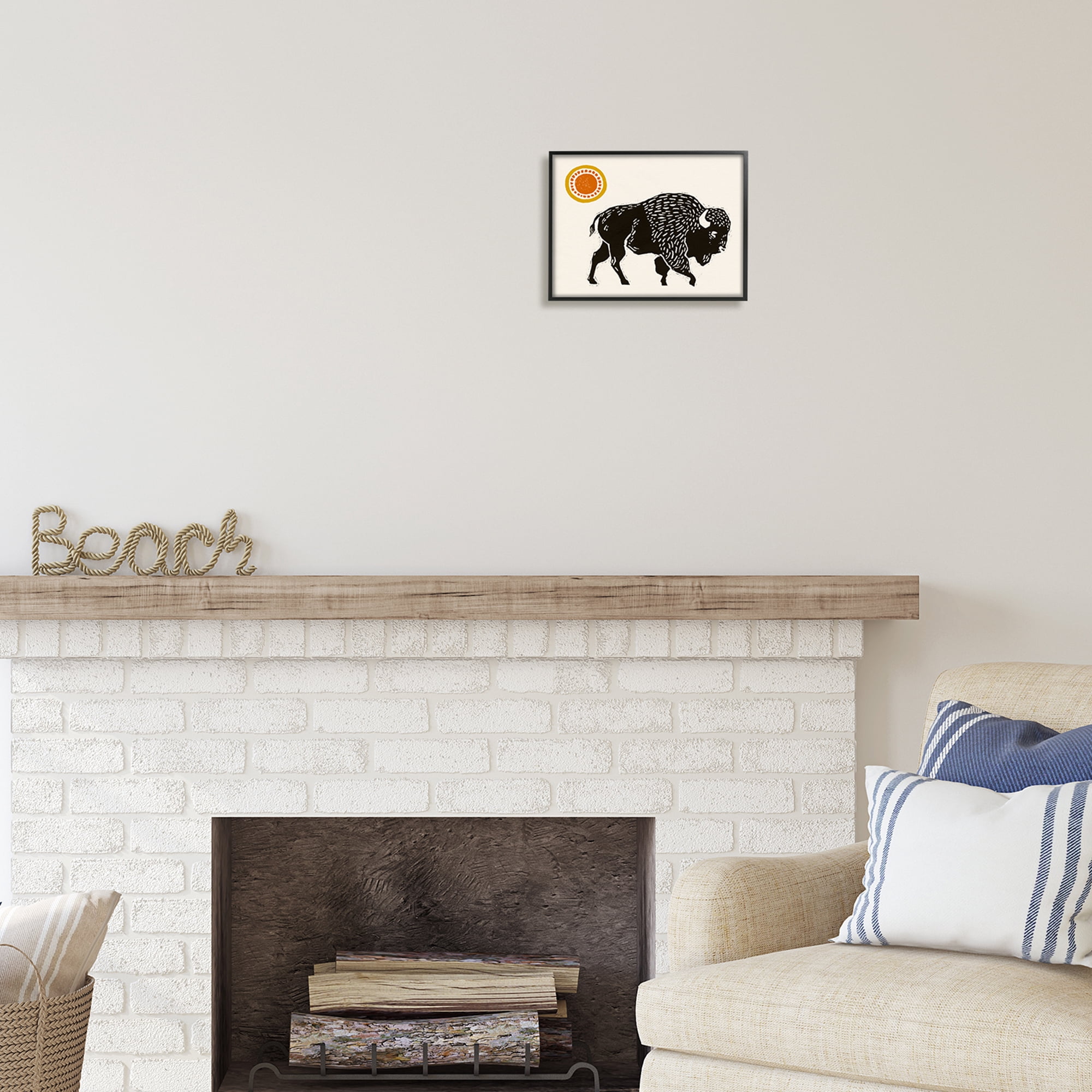 Stupell Industries Southwestern Bison Portrait Animals & Insects Painting Black Framed Art Print Wall Art, 14 x 11