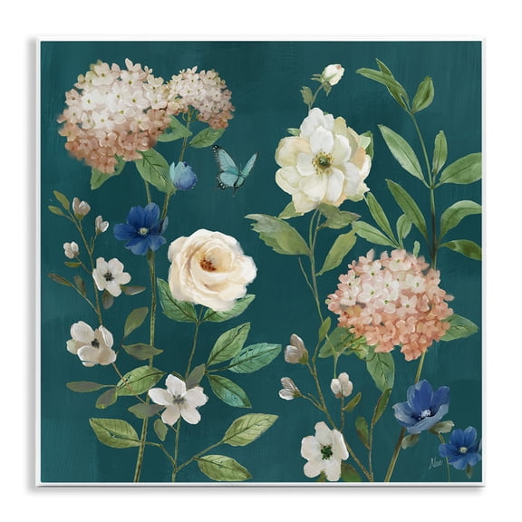 Stupell Industries Victorian Bright Garden Blooms on Green Wall Plaque Art, 12 x 12, by Nan