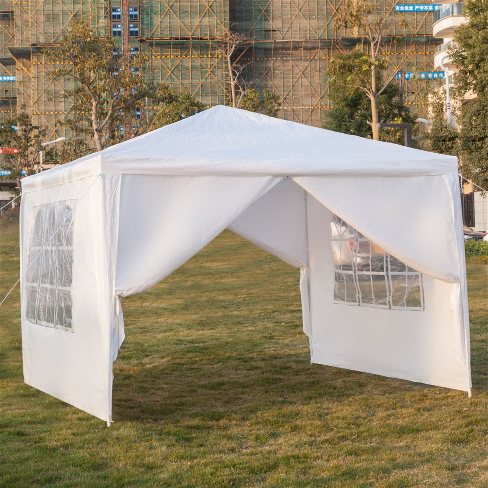 Kepooman 3 x 3m Portable Home Use Waterproof Canopy, Outdoor Sun Shelter with Two Doors & Spiral Tubes for Party/ Exhibition/ Picnic, White, Four Sides Kepooman 3 x 3m Portable Home Use Waterproof Canopy, Outdoor Sun Shelter with Two Doors & Spiral Tubes for Party/ Exhibition/ Picnic, White, Four Sides