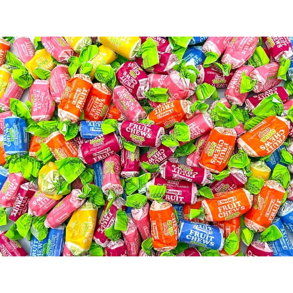 TOOTSIE ROLL FRUIT CHEWS Candy SOUR - 2 LB (134 Pieces) - Bulk Candy Bag, Fruity Flavored, Assorted Flavors, Peanut & Gluten-Free, Individually Wrapped Sour Candy
