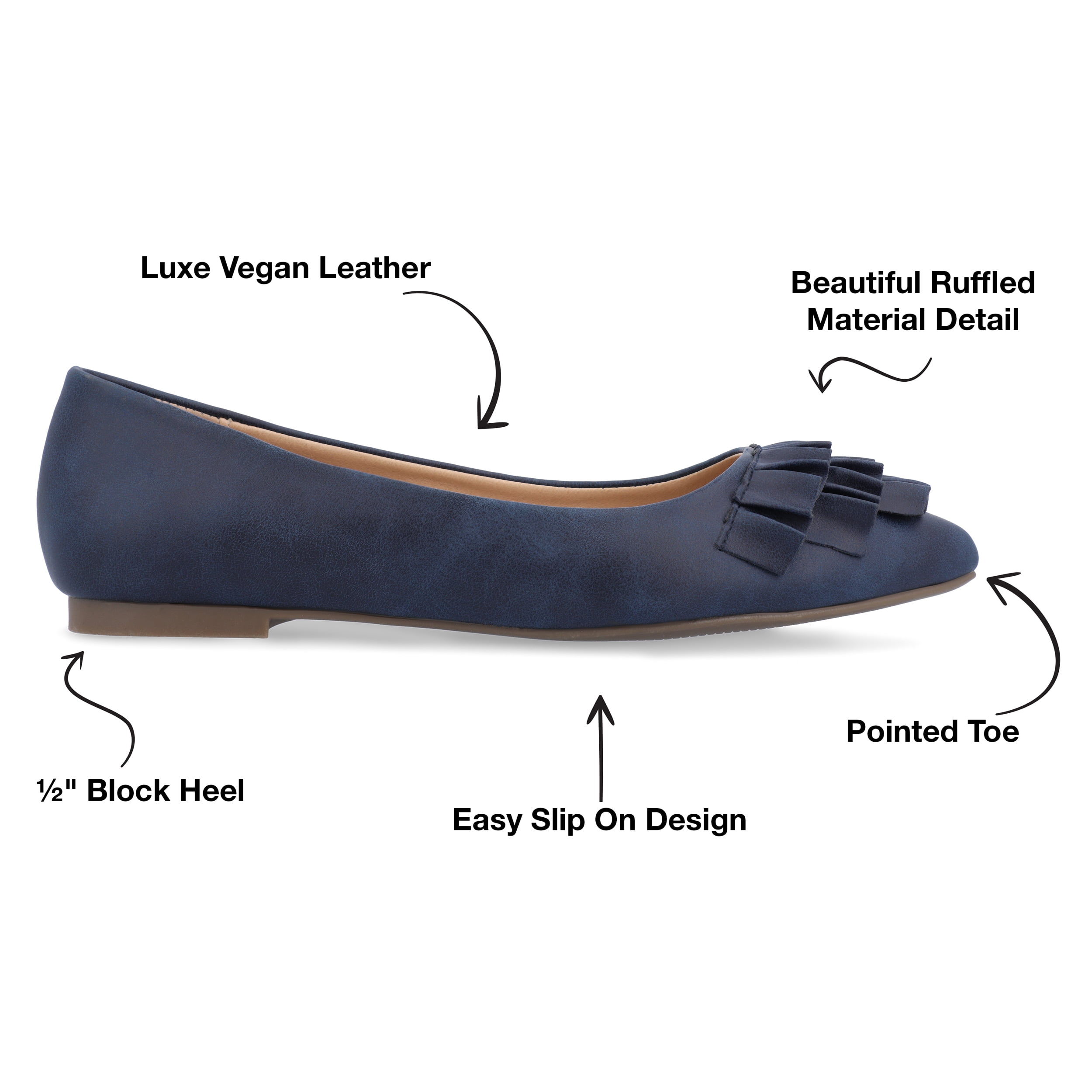 Journee Womens Judy Slip On Pointed Toe Ballet Flats, Widths Available