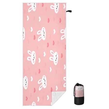 BZSMCE Soft Rabbit Head Pattern For Beach Towel with Wind-Resistant Magnetic Corners And Mesh Carry Bag
