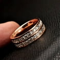 thumbnail image 6 of Rose Gold/Silver Titanium Steel CZ Band Men/Women Wedding Couple Rings Size 3-10, 6 of 9