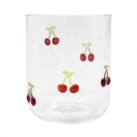 Mainstays Cherry Icon Plastic Lowball Drinking Glass, Lightweight & Reusable, 1 Piece