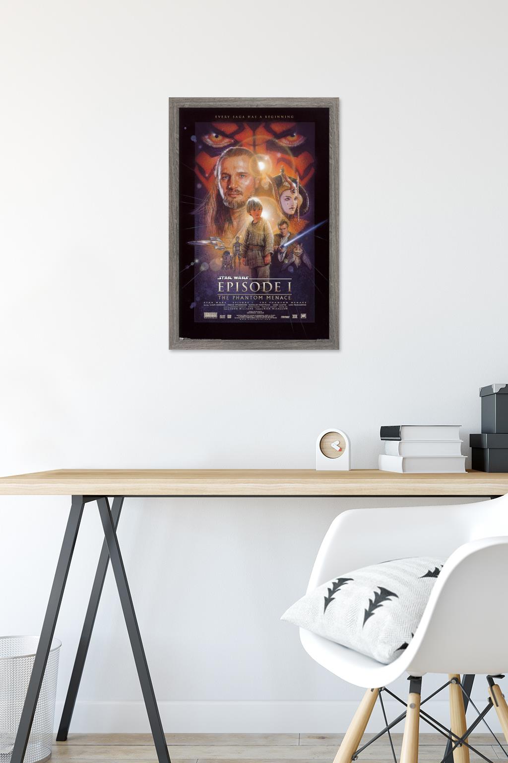 Star Wars: The Phantom Menace - One Sheet Wall Poster, 14.725" x 22.375", Framed