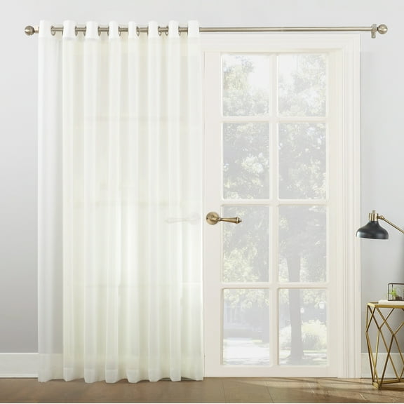 No. 918 Emily Extra-Wide Sheer Voile Sliding Door Patio Curtain Panel, 100"x84", Ivory
