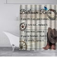 thumbnail image 4 of Western Shower Curtain, Bathroom Rules Funny Quotes Cowboy Hat Boots Horseshoe Wagon Wheel Texas Star Rustic Farmhouse Bathroom Decor, Waterproof Polyester Fabric Shower Curtain, 72 X 72 Inch, 4 of 6