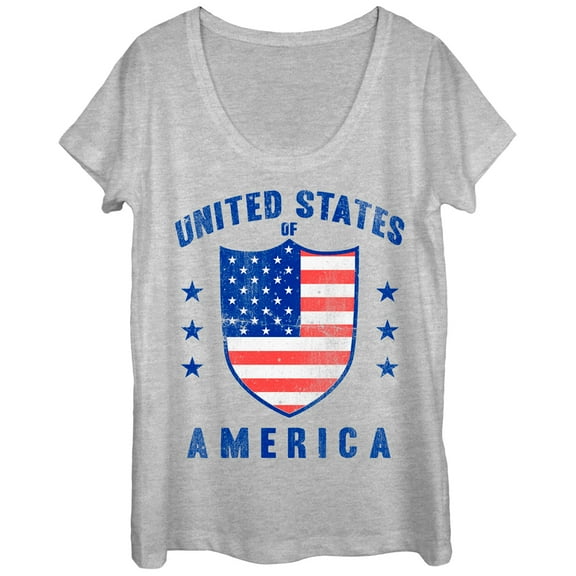 Women's Lost Gods United States Shield Scoop Neck Athletic Heather Small