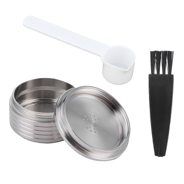 Filtres à Café, Capsules de Café Réutilisables en Acier Inoxydable Facile à Nettoyer Sûr et Durable Facile à Utiliser avec une Brosse à Cuillère pour Dosette de Café pour Machine à Café