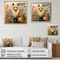 thumbnail image 4 of Designart "Minimalist Fox with Blooming Portrait III" Animals Wall Art - Modern Green Fox Entryway Wall Art Print, 4 of 6