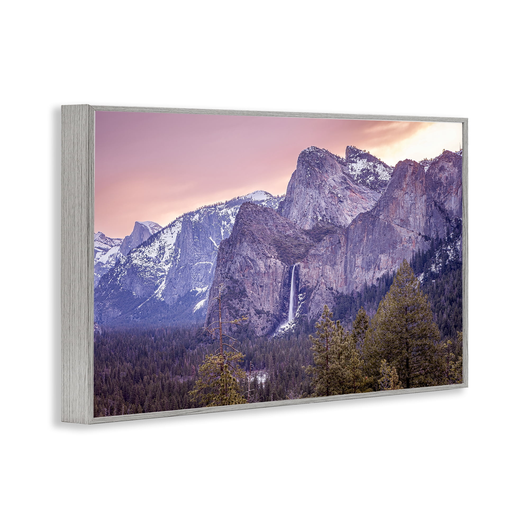Stupell Industries Majestic Mountain Waterfall Sunset Gray Framed Giclee Art, design by Shelley Carlisle