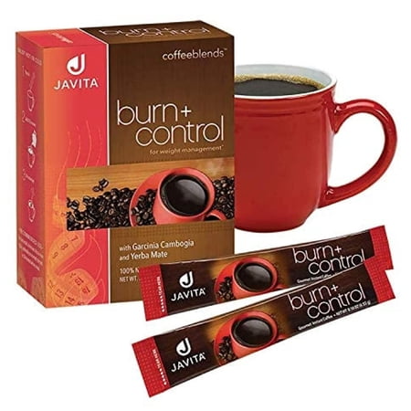 Burn + Control Coffee w Weight Management Herbs: Garcinia Cambogia & Yerba Mate. Slimming Coffee with Help of Exercise, Keto Coffee, Dieters Drink, 1 box - 24 (4.55g) Sticks