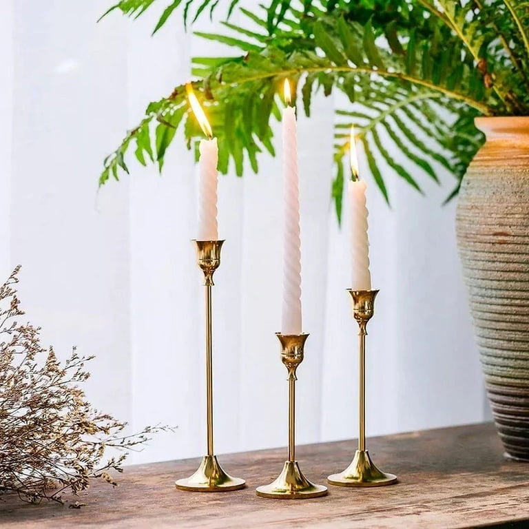 Tetou Brass Gold Taper Candlestick Holders, Set of 3 photo 8