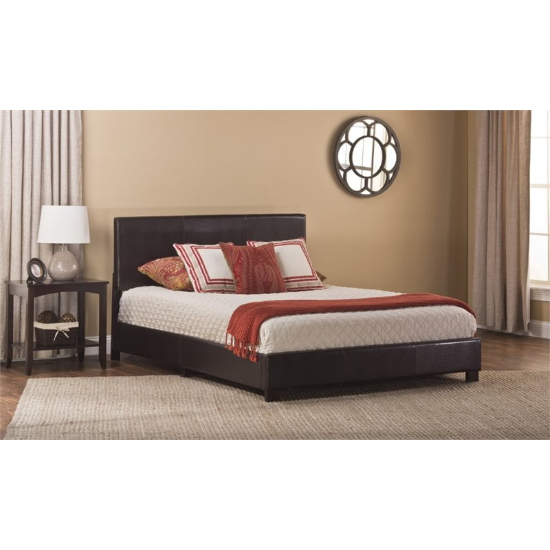 Hillsdale Hayden Faux Leather Upholstered Queen Panel Bed in Brown