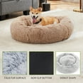 thumbnail image 3 of GIANNA Calming Donut Dog & Cat Bed, 20 Inches Round Fluffy Dog Beds for Medium Dogs, Anti-Anxiety Plush Dog Bed, Machine Washable Pet Bed, Brown, 3 of 5