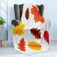 thumbnail image 4 of Leaves Soft Flannel Fleece Blanket, Autumn Foliage Pattern with Maple Leaves Woodland Flora Illustration in Warm Tones, Cozy Plush for Indoor and Outdoor Use, 50" x 70", Multicolor, by Ambesonne, 4 of 5