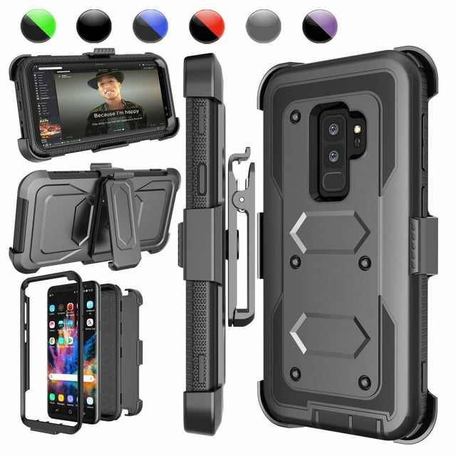 Galaxy Note 8 / S9 Plus / S9 Cases Cover, Galaxy S9 Holster Belt, Heavy Duty Protection Full-body Rugged with Kickstand + Holster Belt Clip Carrying Armor Case Shell