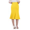 thumbnail image 3 of INSPIRE CHIC Women's Elegant Fishtail Skirt High Waist Belted Work Midi Mermaid Skirts L Yellow, 3 of 5