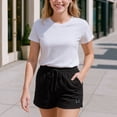thumbnail image 4 of Dalix Butterfly Embroidered Shorts Elastic Drawcord Pocket Key Loop Active Womens in Black S Small, 4 of 5