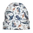 thumbnail image 7 of Xecao Underwater Animals 1 Print Beanie Knitted Hat for Men Women, Winter Fashion Knit Cuffed Caps Unisex, 7 of 7