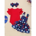 thumbnail image 5 of Aojekbee Baby Girls Independence Day Sets Short Sleeve Ruffle Romper Stars Print Suspender Skirt Headband Sets, 5 of 10