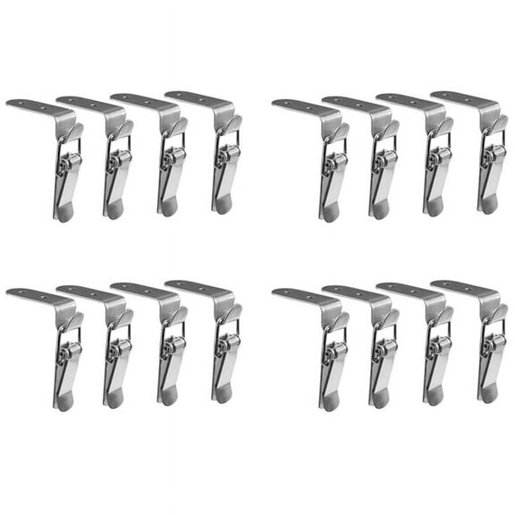 16X 90 Degrees Duck-Mouth Buckle Hook Lock Stainless Steel Spring Loaded Draw Toggle Latch Clamp Silver Hasp Latch A