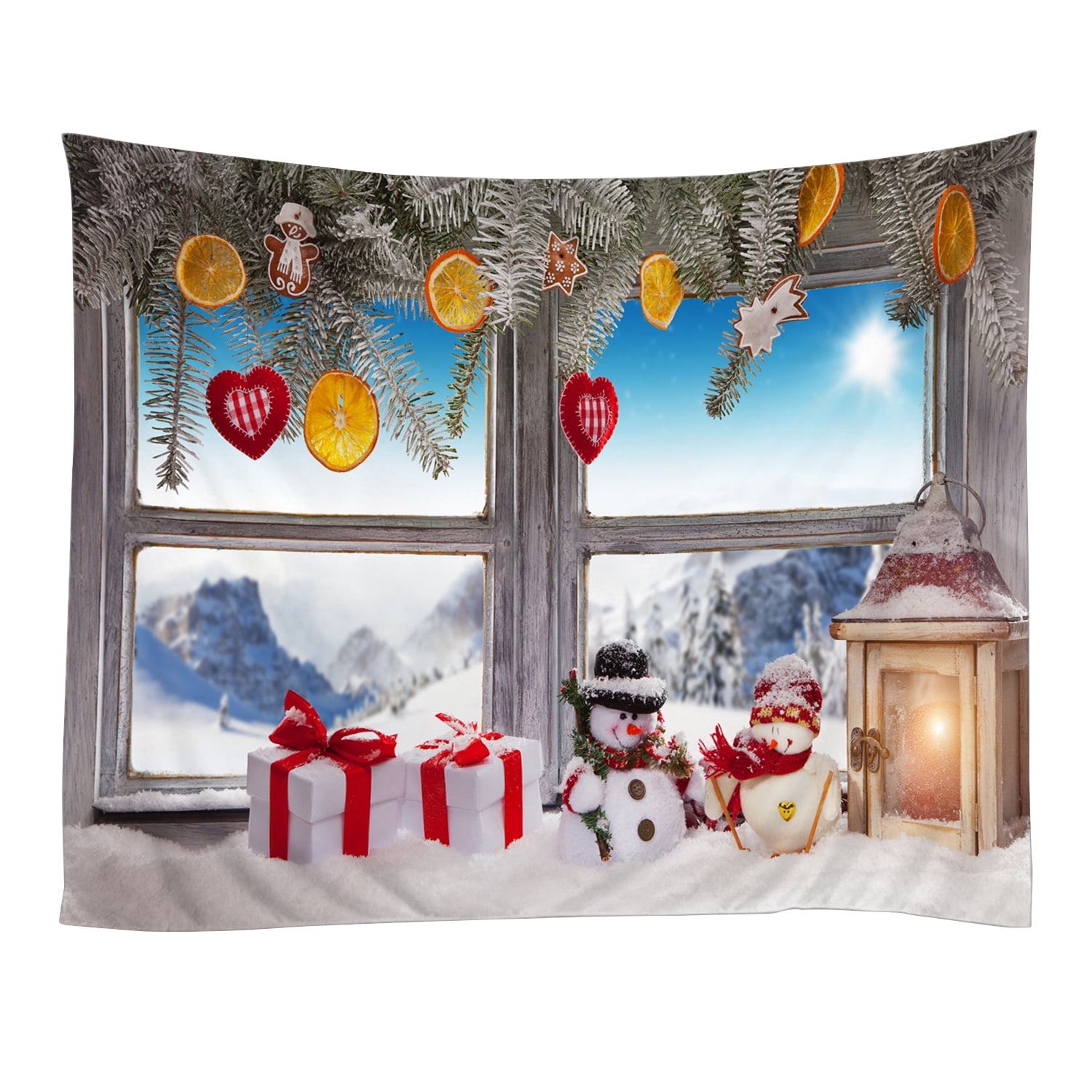 Christmas Tapestries Wall Art Tapestry Polyester Xmas Fireplace