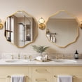 thumbnail image 3 of Fahomiss 32"x36" Gold Bathroom Wall Mirror, Floral Decorative Metal Framed Vanity Mirror, 3 of 9