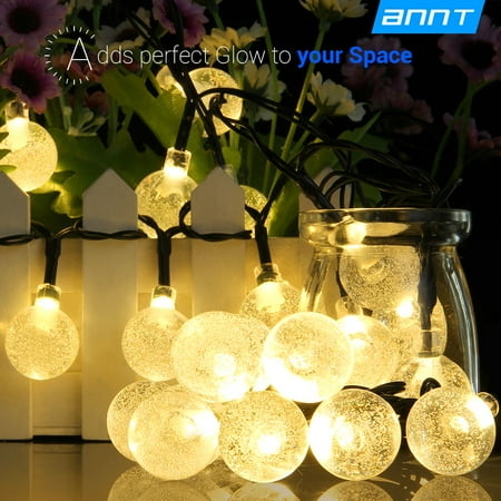 2 Packs Annt Solar Outdoor String Lights 20ft 30 Led Warm White 2 Packs Annt Solar Outdoor String Lights 20ft 30 Led Warm White Crystal Ball Powered