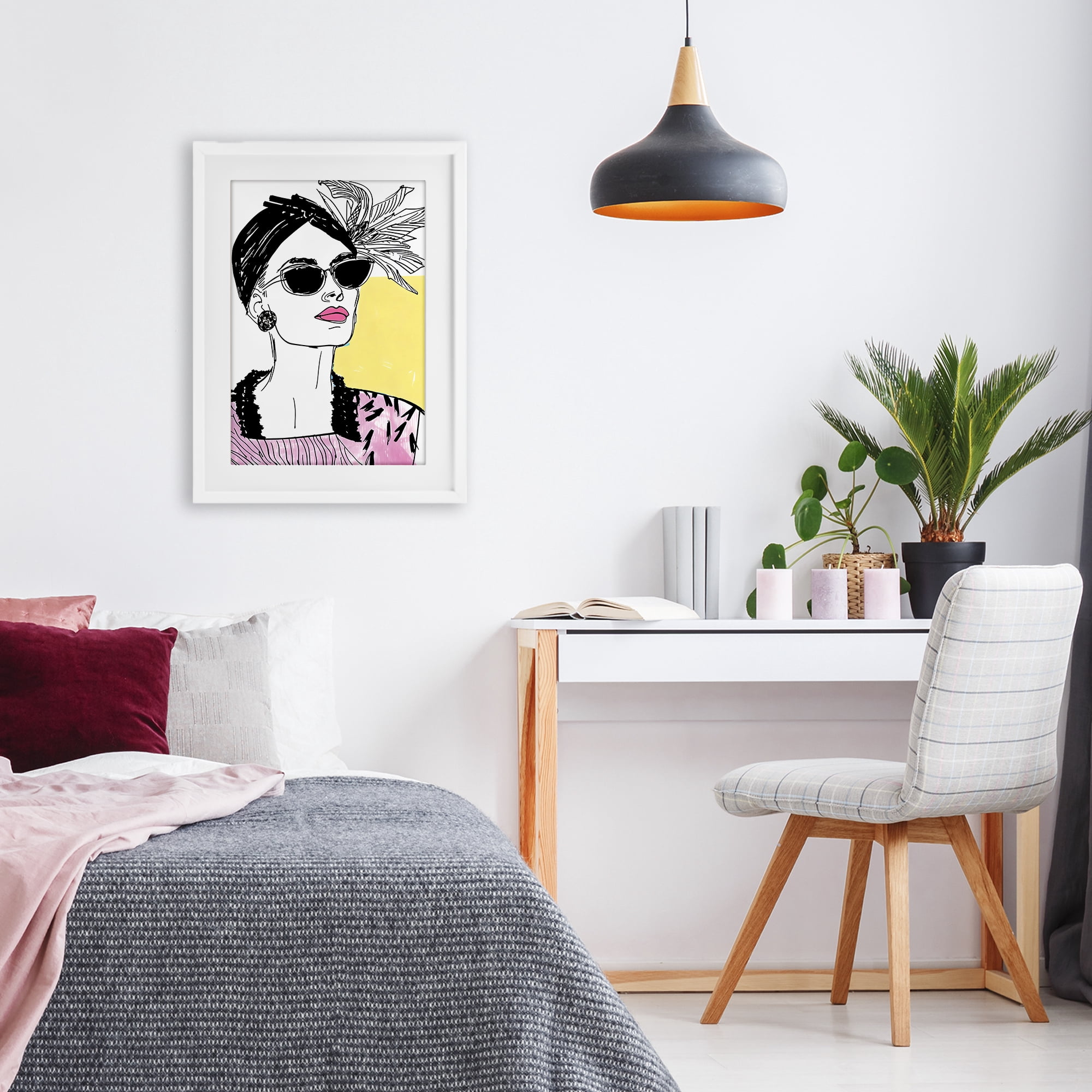 Stupell Industries The Rebel Muse Portrait White Framed Print Under Glass, design by Andrea Haase