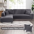 thumbnail image 3 of Sectional Couch Covers 2-Piece Softness L Shaped Sofa Cover Super Stretch L-Type Couch Slipcover with 2Pcs Pillowcases Sofa Slipcover 3 Seater + 3 Seater Furniture Protector (Light Grey), 3 of 7
