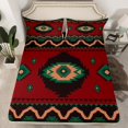 thumbnail image 1 of Erosebridal Antique Aztec Fitted Sheet Set Full, Aesthetic Red Brown Green Bed Set, Microfiber 3 Pieces, 1 of 5