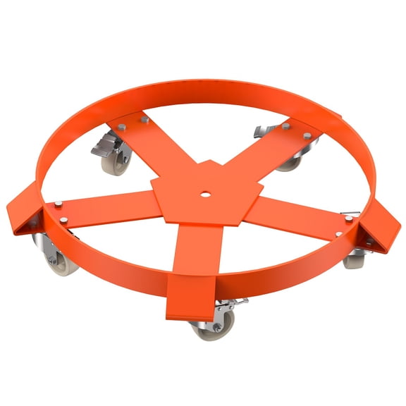 55 Gallon Drum Dolly, 1250 Lbs Q235 Steel Oil Barrel Cart with Swivel Casters, Orange