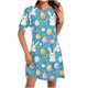 thumbnail image 1 of Vestido Corto para las Mujeres Cuello Redondo Manga Corta Impresa Suéter, Moda Casual Estilo Línea, 1 of 5