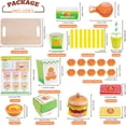 thumbnail image 4 of Montessori Toys Pretend Play Food Set for 3 4 5 Year Old, Wooden Fast Food Play Kitchen with Hamburger, Fries, Egg Tart, Popcorn Chicken, Drumsticks, Cola, Christmas Birthday Gifts Kids Boys Girls, 4 of 8