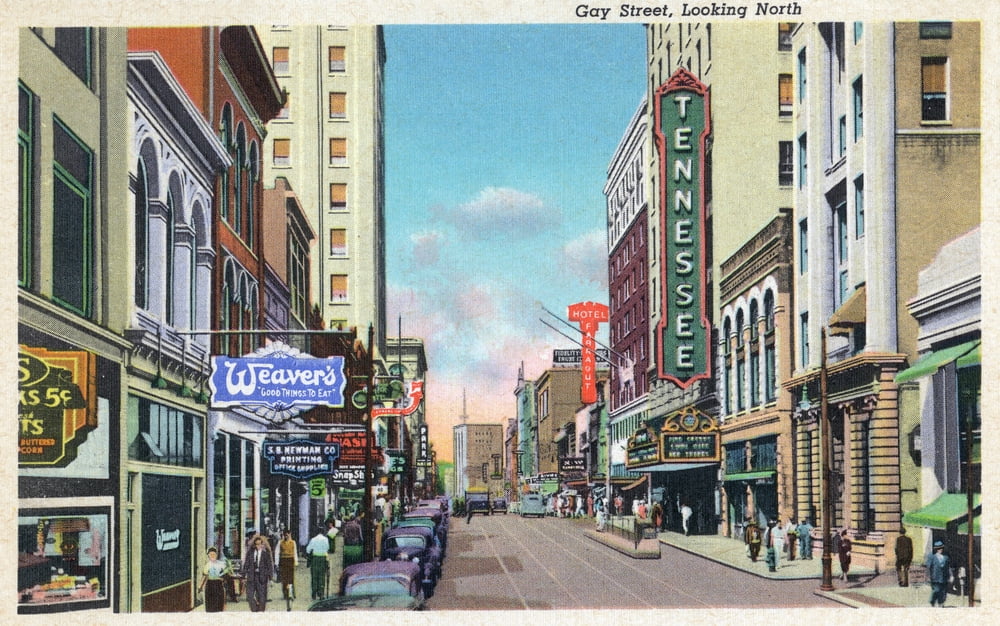 Knoxville, Tennessee, Northern View up Gay Street (9x12 Wall Art Print