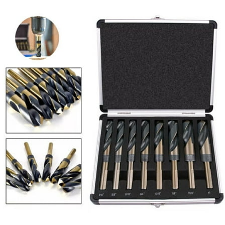 8 PCS HSS Cobalt Silver and Deming Drill Bits Set Large Size 9/16 inch to 1 inch