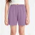 thumbnail image 4 of MGDXOX Girls Solid Color Loose Casual Shorts Elastic Waist Lightweight Breathable Shorts for Daily Outings School Playtime and Summer Wear Purple 12 Years, 4 of 7