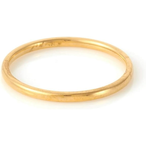 1Pcs Real 18K Gold Plated Plain Band Rings Minimalist Knuckle Rings Women Dainty Trendy Jewelry for Anniversary Birthday Valentine's Day Trendy Gift US Size 7 1/4(17.5mm)