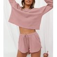 thumbnail image 2 of TTG Ensemble de Pyjama de Nuit en Maille Gaufrée à Manches Longues et Shorts avec Poches, 2 of 5